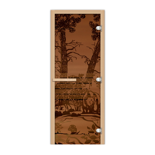 Дверь бронза матовое "Мишка" 1900х700 стекло 8мм, 3 петли, лев/прав.