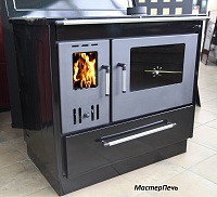 Отопительно-варочная печь с духовкой Мастерпечь ПВ-02 (черная)