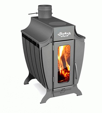 Отопительная печь длительного горения Ермак Stoker 170 Aqua-C с теплообменником, дверца со стеклом