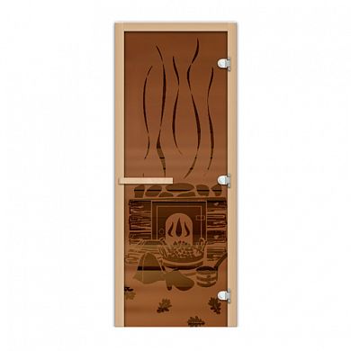Дверь бронза матовое "Банька" 1900х700 стекло 8мм, 3 петли, лев/прав.