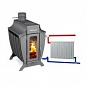 Отопительная печь длительного горения Ермак Stoker 120 Aqua-C с теплообменником, дверца со стеклом